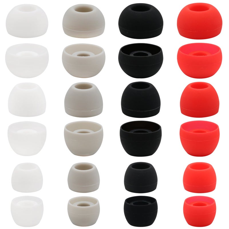 ALXCD Ear Tips Compatible with Powerbeats 3 2 Wireless, S/M/L 3 Sizes 12 Pairs Silicone Earbuds Tips Replacement Eartip, Compatible with Beats Powerbeats 3 Wireless 2, 12 Pairs Black/White/Red/Gray - Image 1